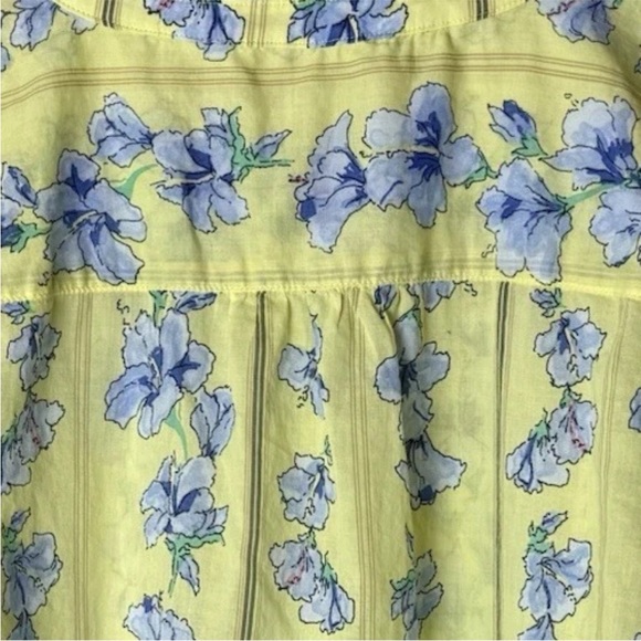 Talbots Blouse Size Large Petite Top Long Sleeves Ruffles Popover Floral Yellow - Picture 5 of 6